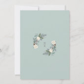 Elegante Wintergroen Witte Bloemige Bruiloft Kaart (Achterkant)