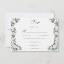 Elegante Wintergroen Witte Bloemige Trouwmaaltijd
