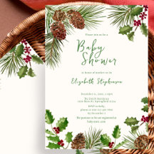Elegante Wintergroene Baby Shower