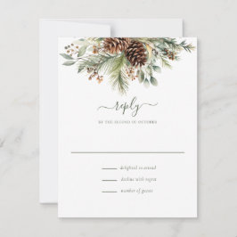 Elegante Wintergroene Dennengroei RSVP Kaartje