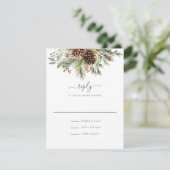 Elegante Wintergroene Dennengroei RSVP Kaartje (Staand voorkant)