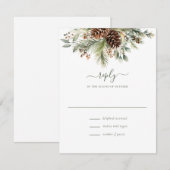 Elegante Wintergroene Dennengroei RSVP Kaartje (Voorkant / Achterkant)