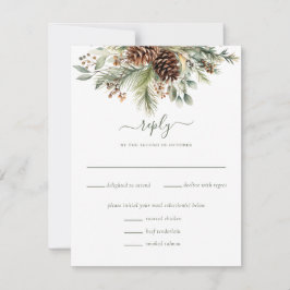 Elegante Wintergroene Dennengroene RSVP Kaartje