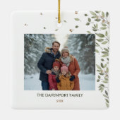 Elegante wintergroene foto keramisch ornament (Achterkant)