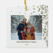 Elegante wintergroene foto keramisch ornament (Voorkant)