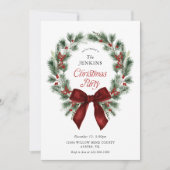 Elegante Wintergroene Kerstfeest Uitnodiging (Voorkant)