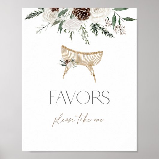 Elegante wintergroene kraamcadeaus poster (Voorkant)