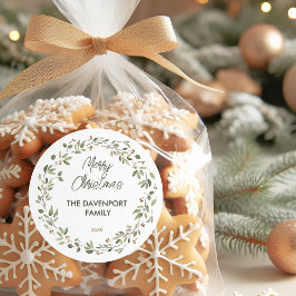 Elegante wintergroene krans ronde sticker