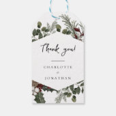 Elegante Wintergroene Trouw Bedankkaartjes Cadeaulabel (Achterkant)