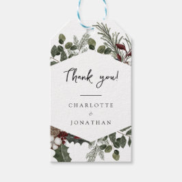 Elegante Wintergroene Trouw Bedankt Tags Cadeaulabel