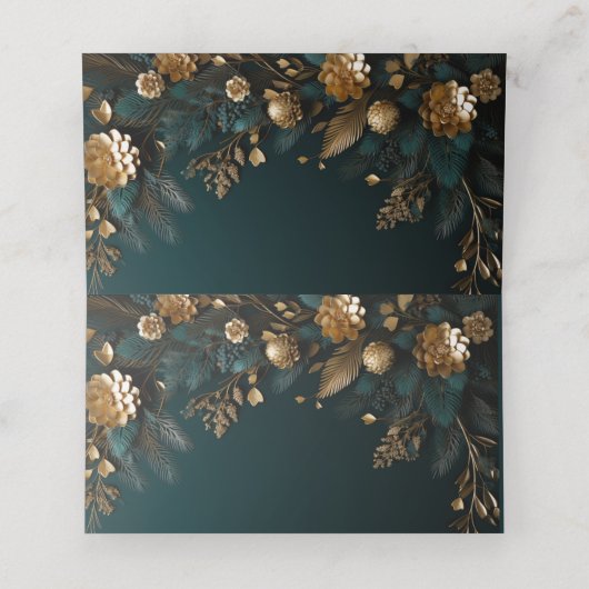 Elegante winterhuwelijk jager groen goud plaatskaartje (Binnenkant ongevouwen)