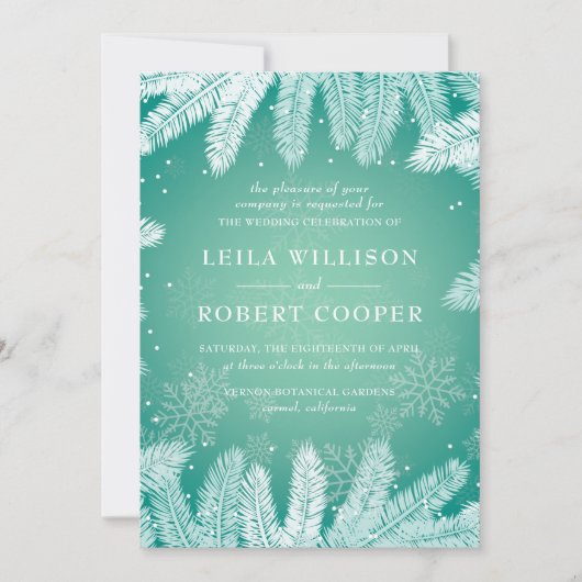 Elegante Winterhuwelijk Kaart (Voorkant)