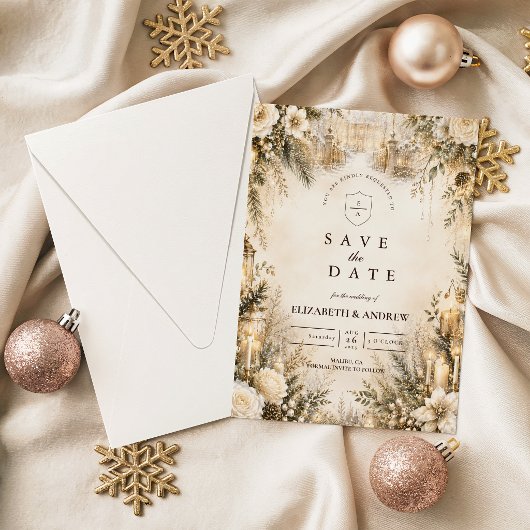 Elegante Winterhuwelijk Save The Date