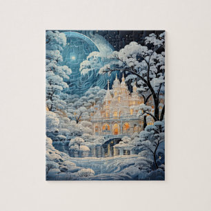 Elegante winterkapel kerstvakantie legpuzzel