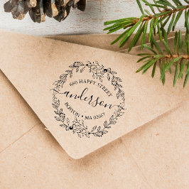 Elegante Winterkrans Adres Rubberstempel