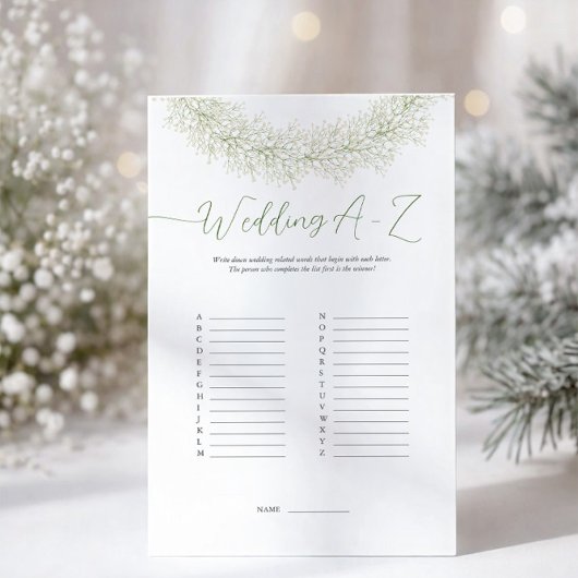 Elegante Winterkrans Huwelijk A-Z Spel Flyer