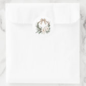 Elegante Winterkrans & Strik Kerstmis Ronde Sticker (Tas)