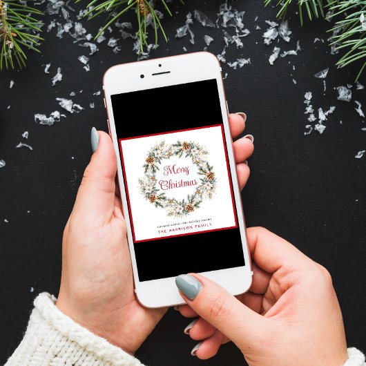 Elegante Winterkrans Waterverf Kerst Feestdagenkaart