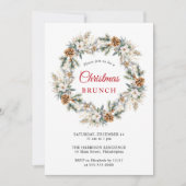 Elegante Winterkrans Waterverf Kerstbrunch Kaart (Voorkant)