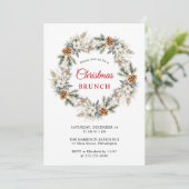 Elegante Winterkrans Waterverf Kerstbrunch Kaart (Staand voorkant)