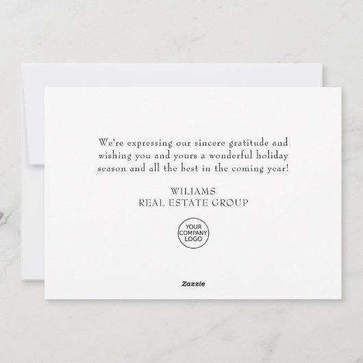 Elegante Winterland Kerst Zakelijke Groet Feestdagenkaart (Achterkant)