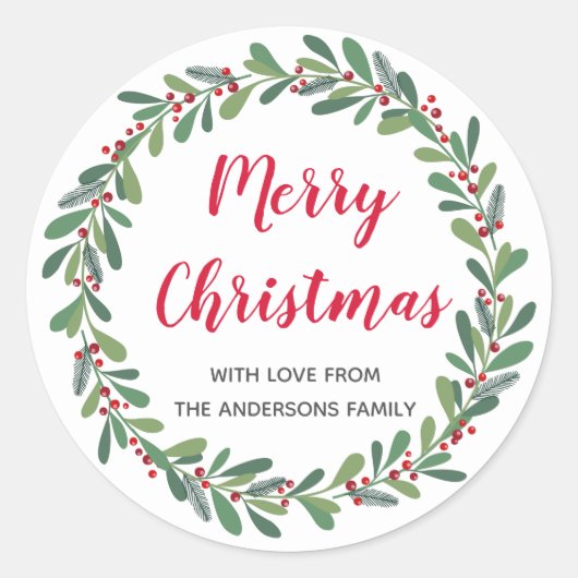 Elegante winterlente Kerstvakantie Ronde Sticker (Voorkant)