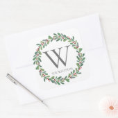 Elegante winterlente monogram kerstvakantie vierkante sticker (Envelop)