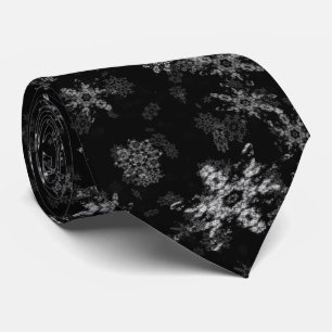 Elegante Winternacht sneeuwval zwart wit Stropdas
