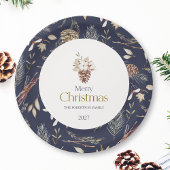 Elegante winterpapier Borden met pinecones Papieren Bordje