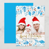 Elegante winterpatroon aangepaste foto kerst feestdagenkaart (Voorkant / Achterkant)