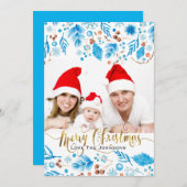 Elegante winterpatroon Aangepaste foto Kerstmis Feestdagenkaart (Voorkant / Achterkant)