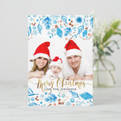 Elegante winterpatroon Aangepaste foto Kerstmis Feestdagenkaart (Staand voorkant)