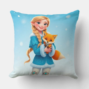 Elegante Winterprinses met een knappe vos  Kussen