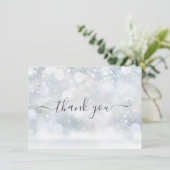 Elegante winters sneeuwvlokken script bedankkaart (Staand voorkant)