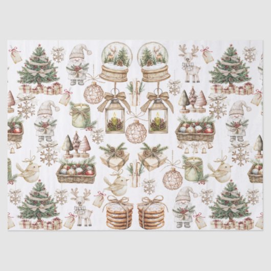 Elegante winterscène met vogel en Ornamenten Tissuepapier (Voorkant)