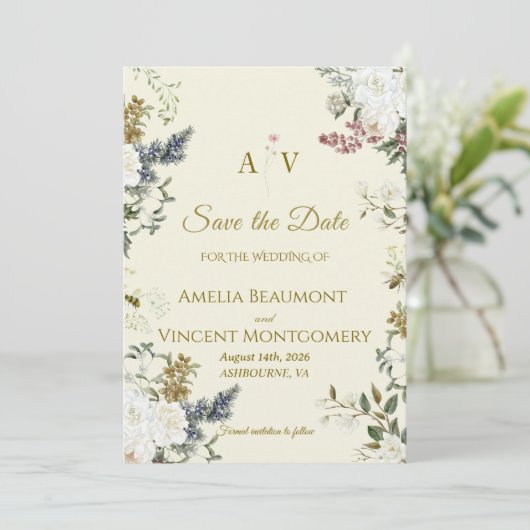 Elegante Winterse Botanische Witte Bloemige Save t (Staand voorkant)