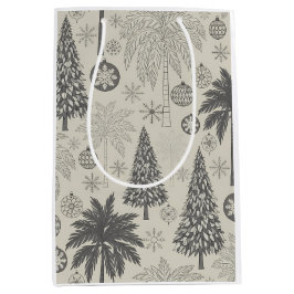 Elegante Winterse Sneeuwvlok Monochromatisch Kerst Medium Cadeauzakje