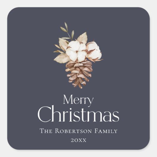 Elegante winterse Sticker - "Vrolijk kerstfeest" (Voorkant)