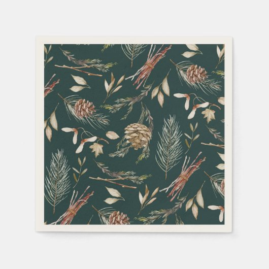 Elegante winterservetten met pinecones servet (Voorkant)