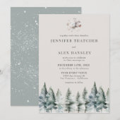 Elegante wintersneeuw | Kerst trouw uitnodiging (Voorkant / Achterkant)