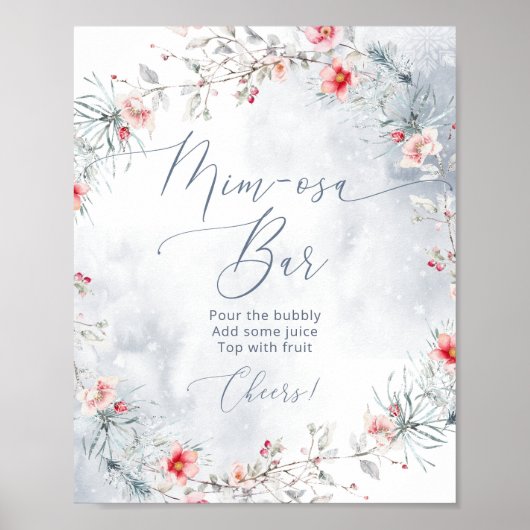 Elegante wintersneeuw Mimosa bar Poster (Voorkant)