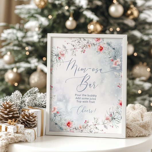 Elegante wintersneeuw Mimosa bar Poster