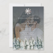 Elegante wintersneeuw | Uitnodiging voor kerstbrui (Voorkant)