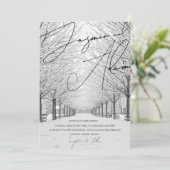 Elegante wintersneeuwlandschap script bruiloft kaart (Staand voorkant)