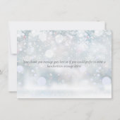 Elegante wintersneeuwvlokken script bedankkaart (Achterkant)