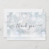 Elegante wintersneeuwvlokken script bedankkaart (Voorkant)