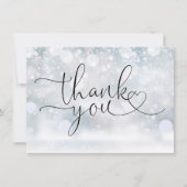 Elegante wintersvlokken hart script  bedankkaart (Voorkant)