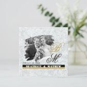 Elegante Wintertrouwfoto / Monogram Aankondiging (Staand voorkant)