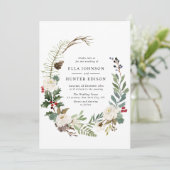 elegante winteruitnodiging voor een bruiloft kaart (Staand voorkant)