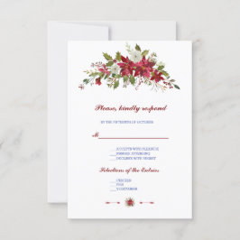 Elegante wintervakantie Poinsettia bruiloft RSVP